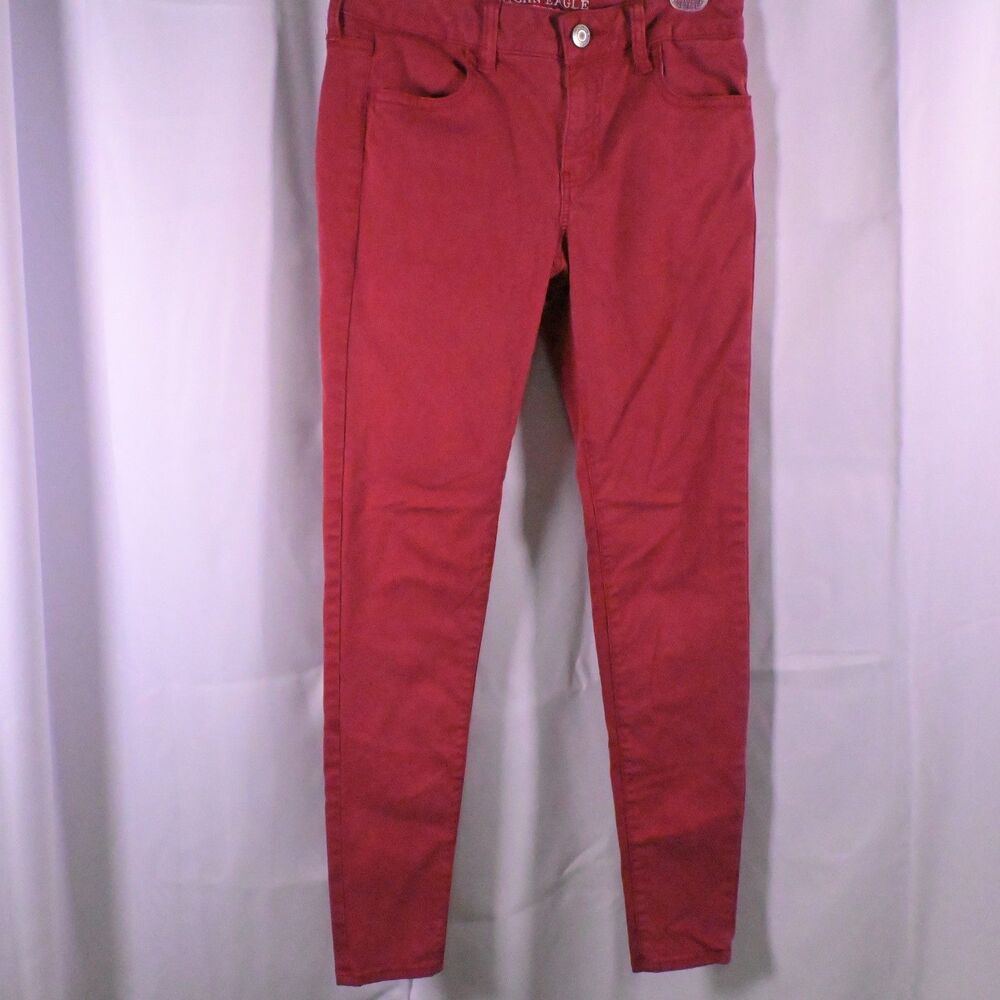 American Eagle‎ Outfitters Womens 4 28x28 Red Super Stretch Jeggings Jeans